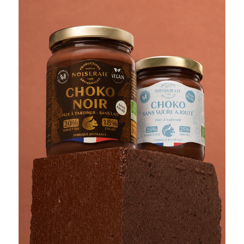 Lot pâte à tartiner Choco Noir & Sans Sucre I Noiseraie