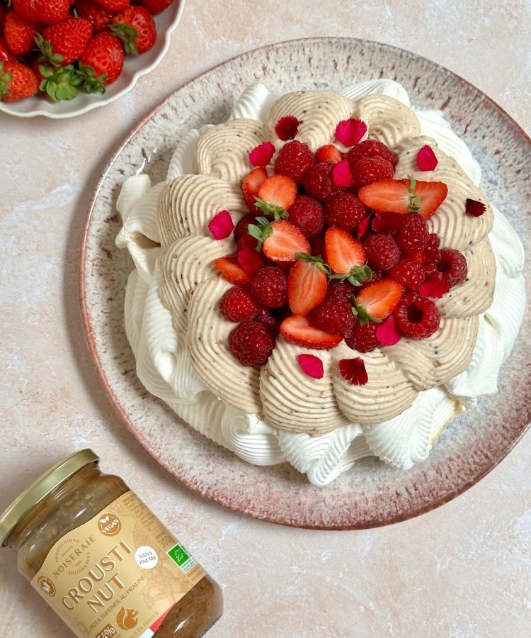 Red berries and Crousti Nut Pavlova