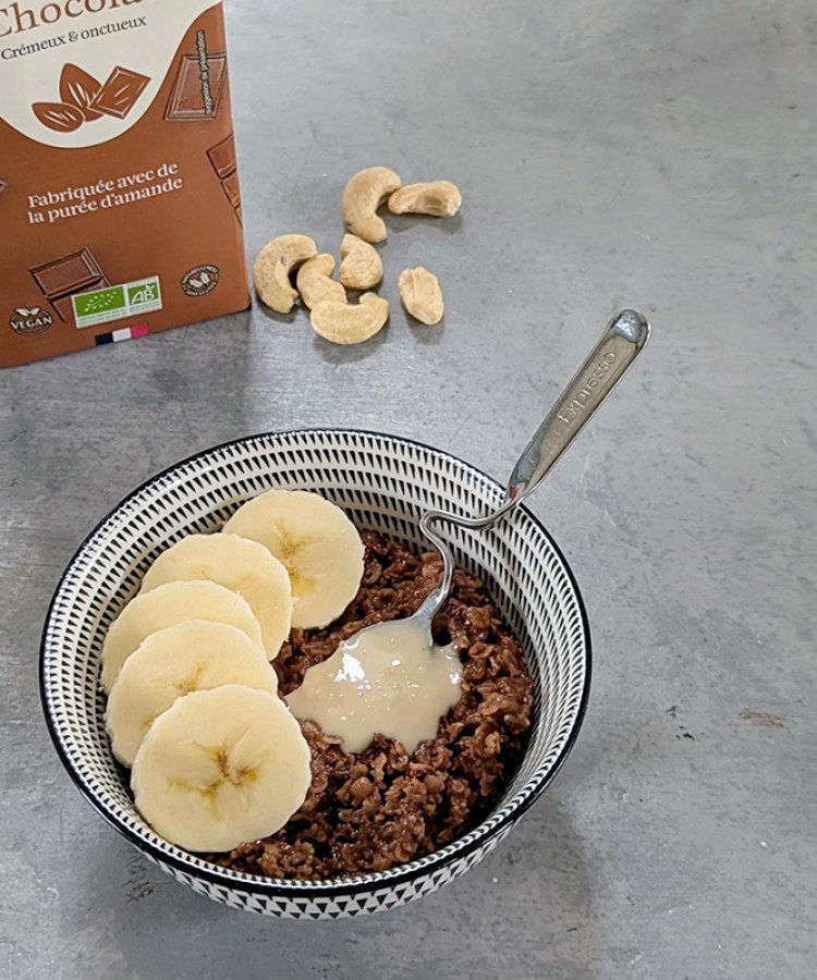 Porridge amande, chocolat