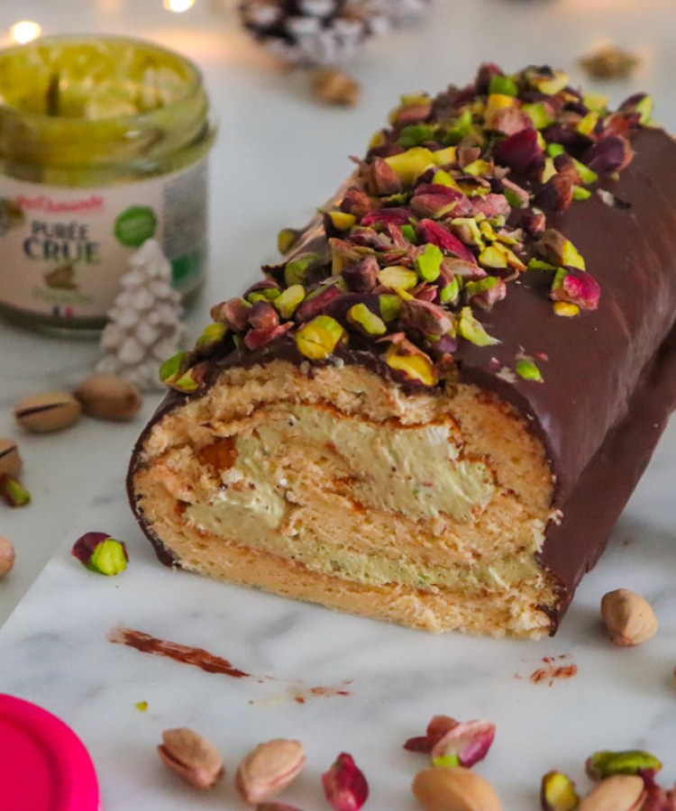 Bûche chocolat et purée de pistache By Vie sans Gluten