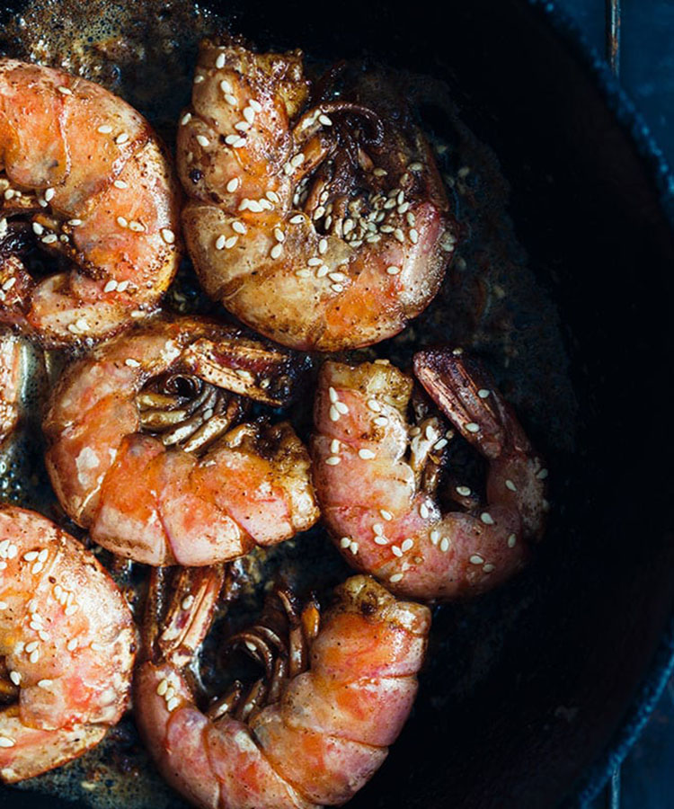 Crevettes au sésame