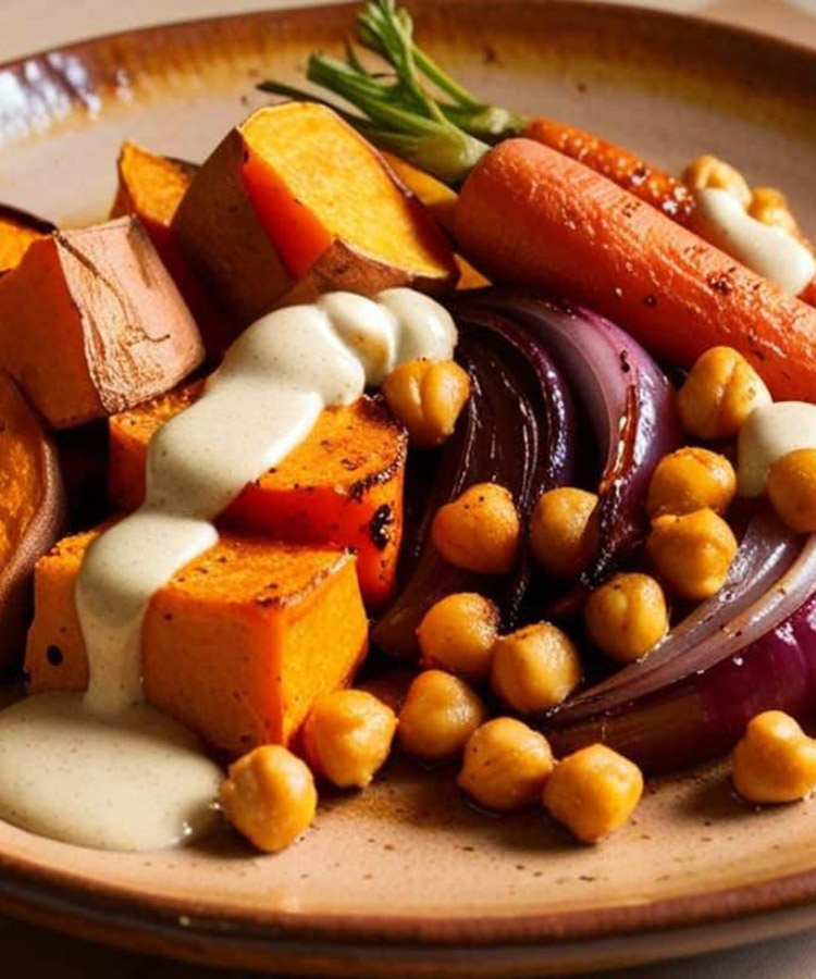 Légumes rôtis et sauce à la purée chaï