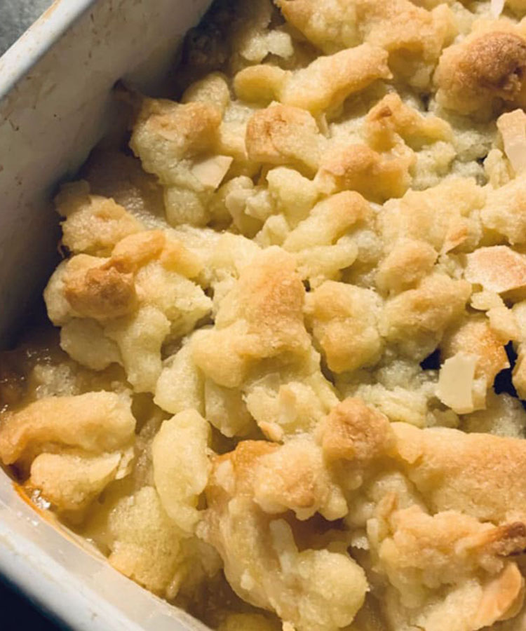 Crumble Poire Chocolat à la purée d'amande crunchy by Alimentation Epanouie