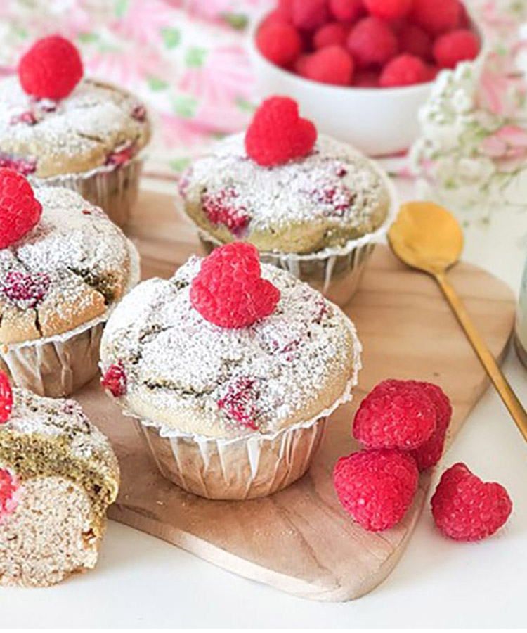 Muffins à la purée framboise thé vert by vie sans gluten
